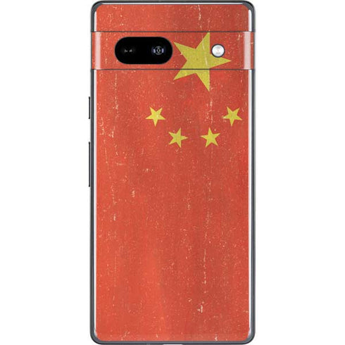 Chinese Flag Distressed Google Pixel 7a Skin